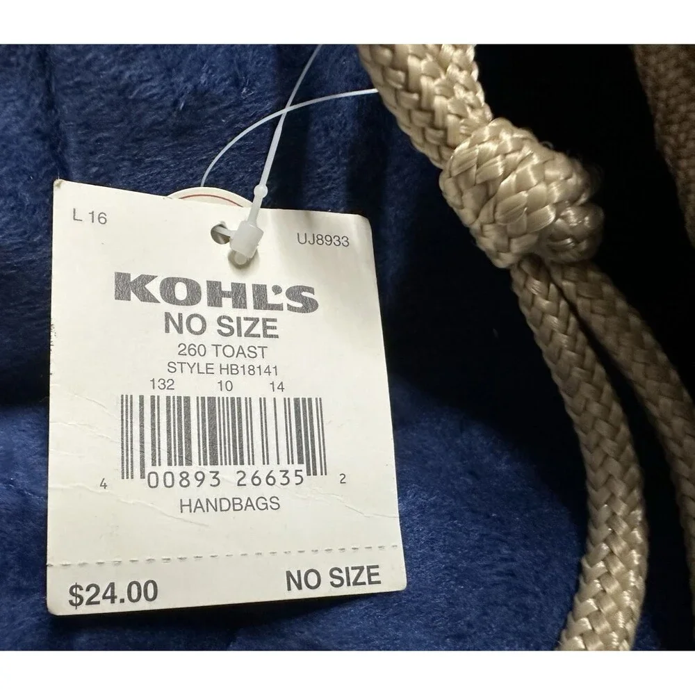Croft & Barrow for Khol's  women tan shoulder Handmade jute bag new with tags